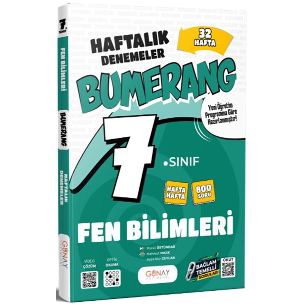 7.SINIF Bumerang 32 Haftalık Fen Bilimleri Denemeleri