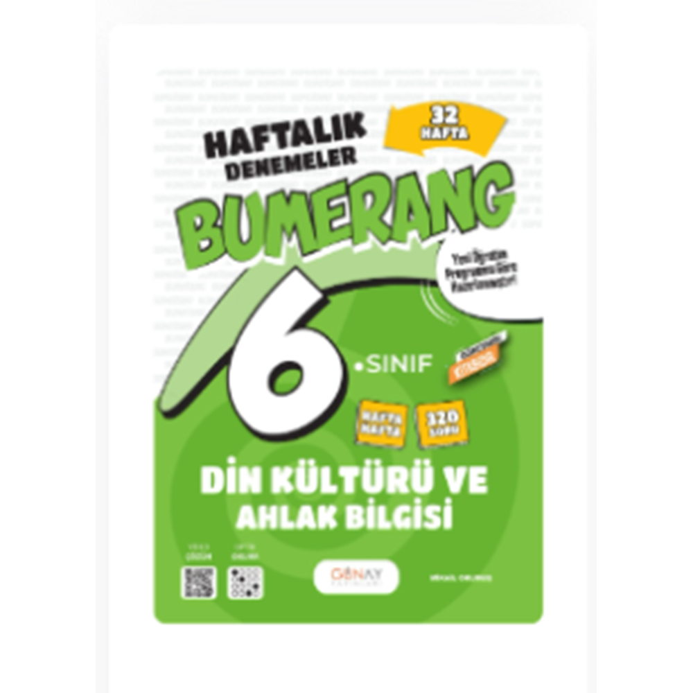 6. SINIF Bumerang 32 Haftalık Din Kültürü ve Ahlak Bilgisi Denemeleri
