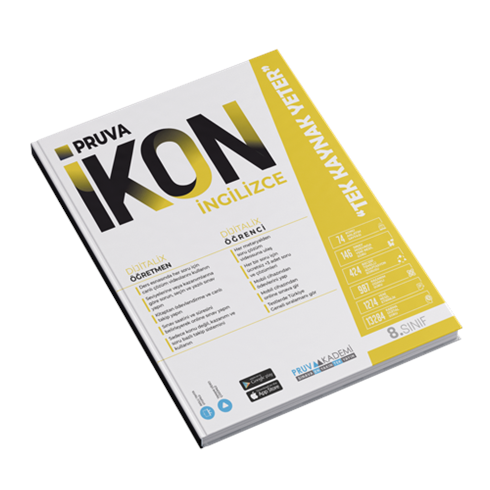 PRUVA 8. SINIF İKON ETKİNLİKLİ SORU BANKASI İNGİLİZCE (KUŞE KAĞIT)