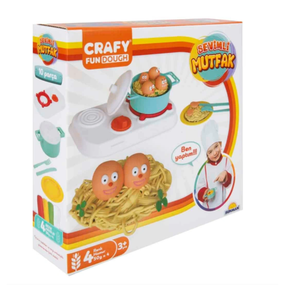 Sunman Crafy Oyun Hamur Seti Sevimli Mutfak Hamurlu 200 gr 10 Parça