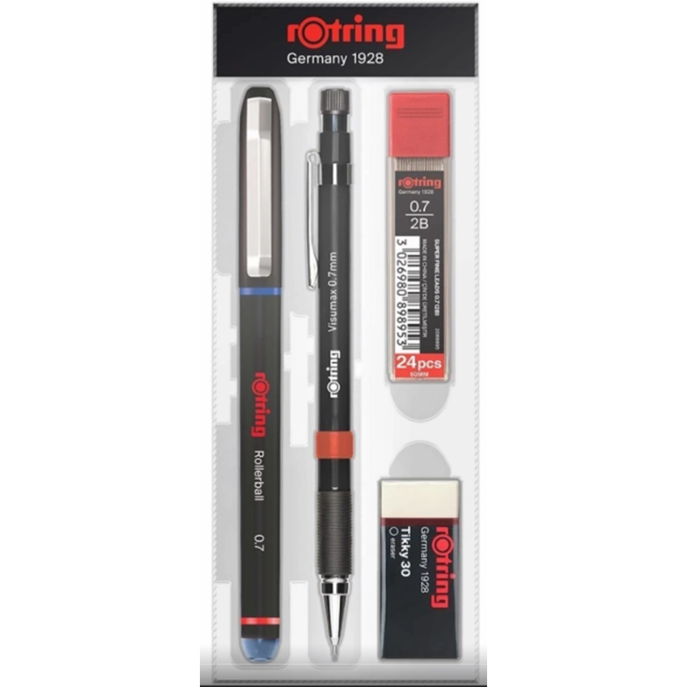 ROTRING VISUMAX + MAVİ ROLLER + MİN + SİLGİ 4'LÜ OFİS SETİ - 0.7 mm
