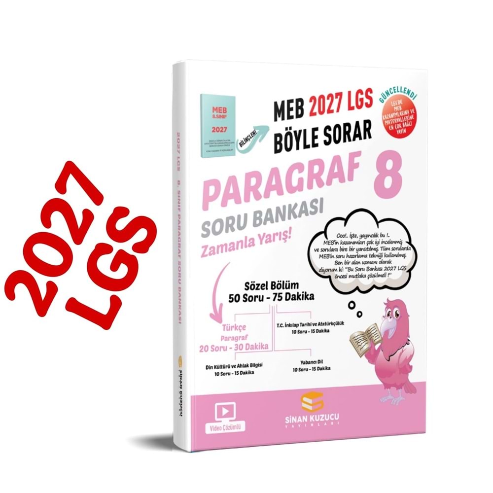 SİNAN KUZUCU 8.SINIF PARAGRAF SORUBANKASI (2027)