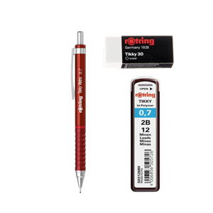Rotring TİKKY RETRO VERSATİL KALEM 07MM KIRMIZI (KALEM+SİLGİ+MİN)