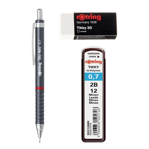 Rotring TİKKY RETRO VERSATİL KALEM 07MM GRİ (KALEM+SİLGİ+MİN)