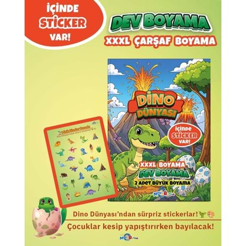 Dino Dünyası (Boyama Kitabı) 90*64 (2 adet) Dev Boyama