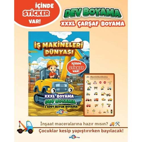 İş Makineleri Dünyası (Boyama Kitabı) 90*64 (2 adet) Dev Boyama