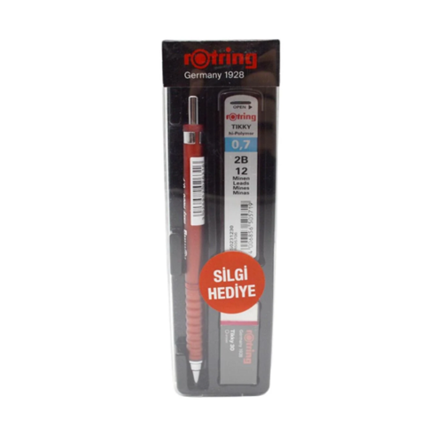 Rotring TİKKY RETRO VERSATİL KALEM 07MM KIRMIZI (KALEM+SİLGİ+MİN)