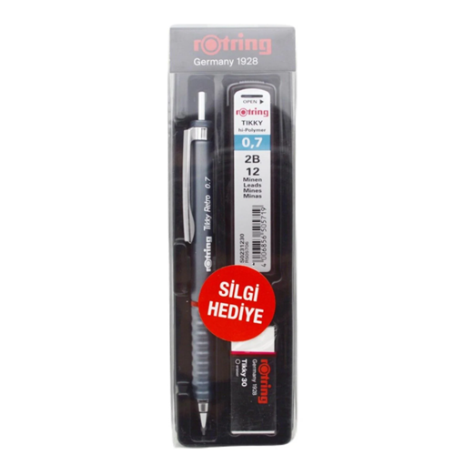 Rotring TİKKY RETRO VERSATİL KALEM 07MM GRİ (KALEM+SİLGİ+MİN)