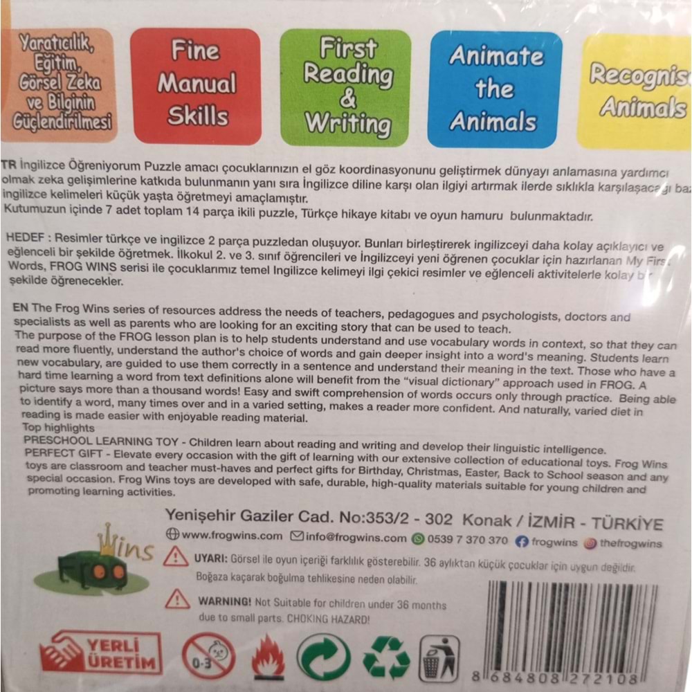 Frogwins İngilizce Öğreniyorum kartları 2